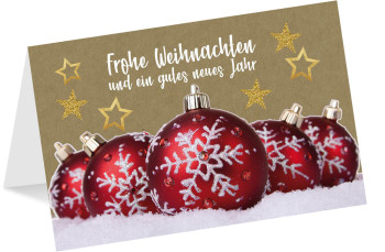 Grußkarte Weihnachtskugeln Text A